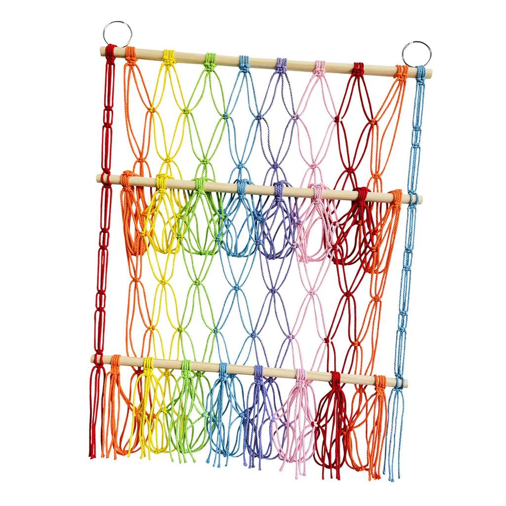 Stuffed Toy Net Boho Easy to Install Cotton Rope Stuffed Animal Hammock Wall Hanging Storage for Kids Bedroom Play Room Nursery