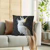 1Pc Sulphur-Crested Cockatoo Decorative Pillow Cover, 18"X18" - Vibrant White Cockatoo With Golden Crest Design, Traditional Sty