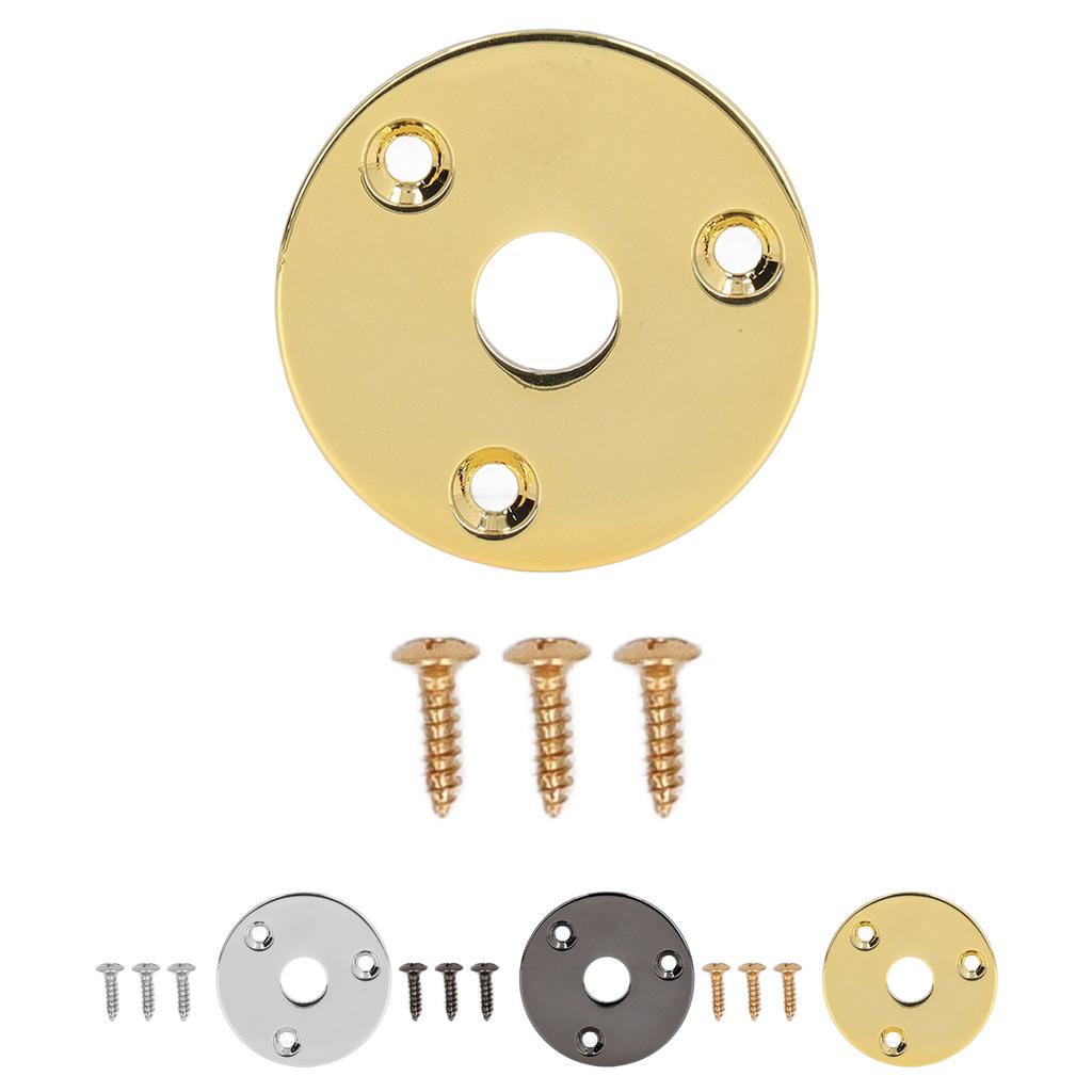 Guitar Jack Socket Plate Round Metal Input Output Cover Replacement Hardware for Bass with Mounting