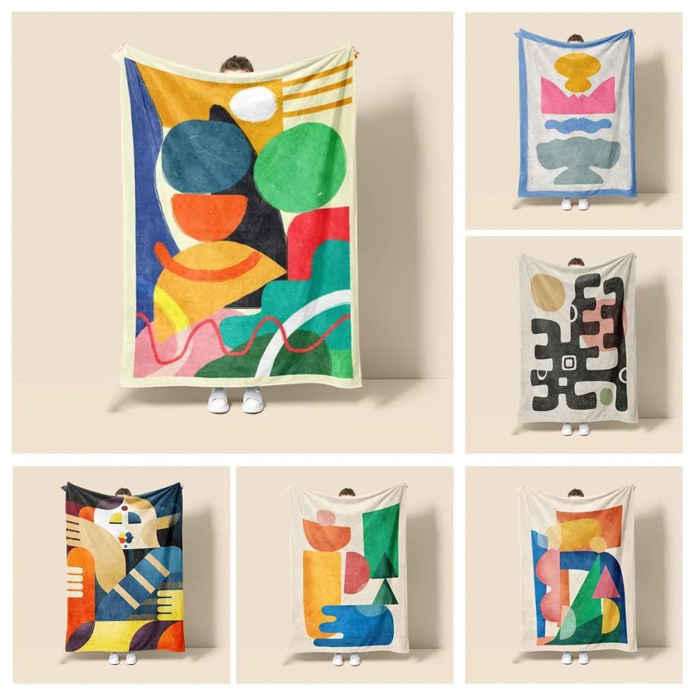 Skandinavischer Ins-Stil Morandi-Decke abstraktes geometrisches Design antistatisch Staub Netroots mit der gleichen Sofabezug-Decke
