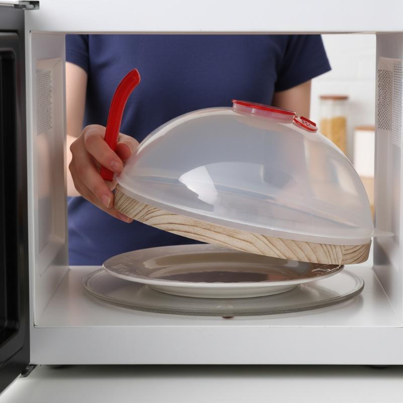 New Microwave Splash Cover High Temperature Resistant Microwave Guard Lid Transparent Food Heating Cover With Steam Vent Handle