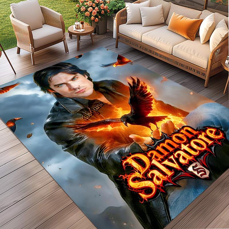 Damon Salvatore Print Rug, Washable Floor Carpet, For Entryway Dorm Laundry Room Office Study, Home Decor Birthday Christmas Gift