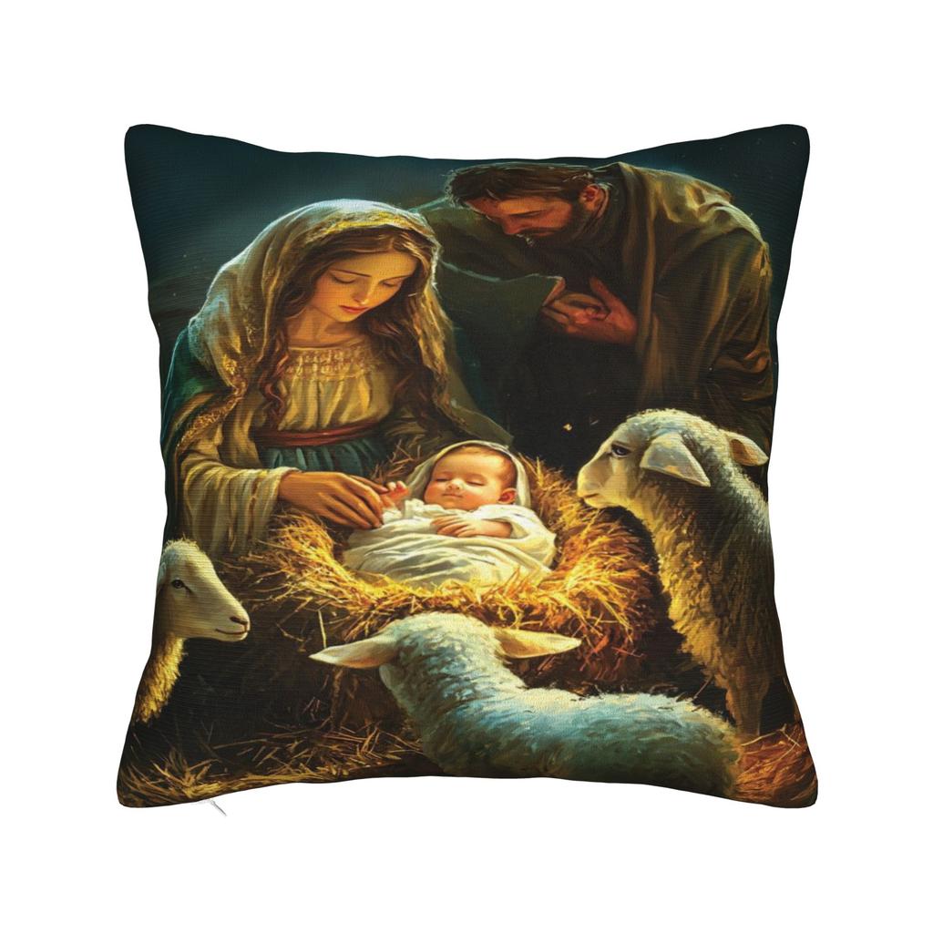 Christmas Nativity Scene Baby Jesus & Mary Printing Pillowcase Cushion Cover  Pillow Covers New Style Home Decor