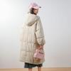 Feather 90 Down Medium and Long White Duck Down Thickened Solid Color Loose Retro Literary Down Jacket Women's Coat