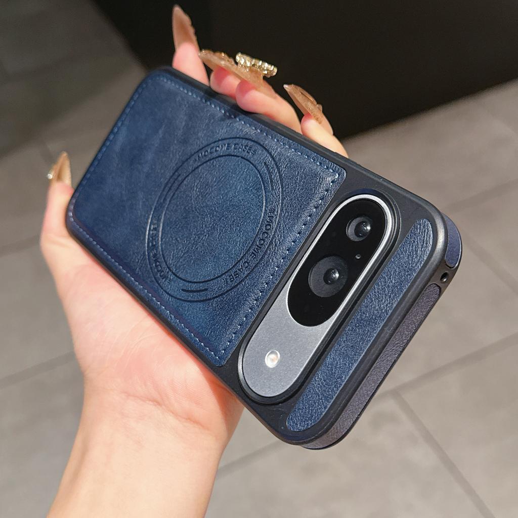 Vintage PU Leather Matte Shockproof Case for Magsafe for Google Pixel 8 9 9A 10 Pro XL Magnetic Bumper Armor Soft Business Cover