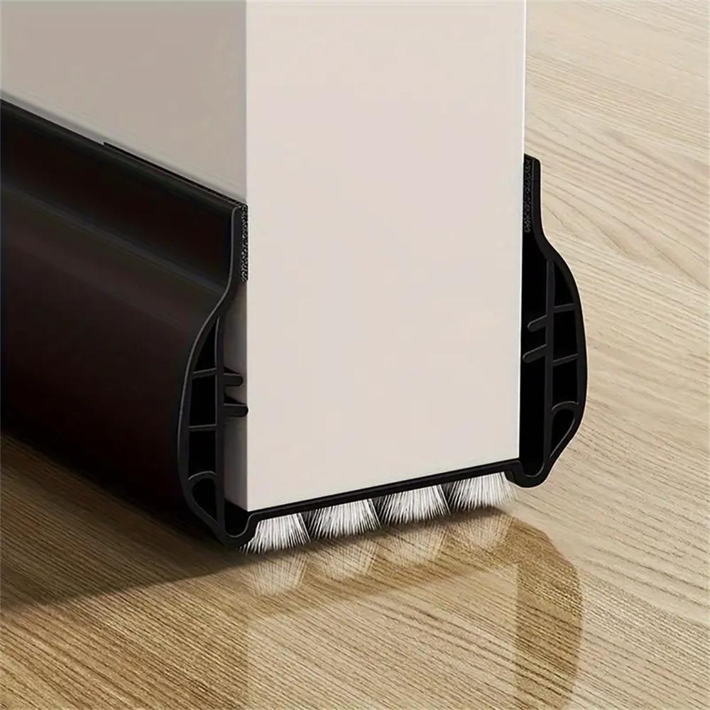 1pc PVC Door Bottom Sealing Strip with Brush Multiple Dustproof Soundproof Washable Weather Strip Snap-In Mount Stripping