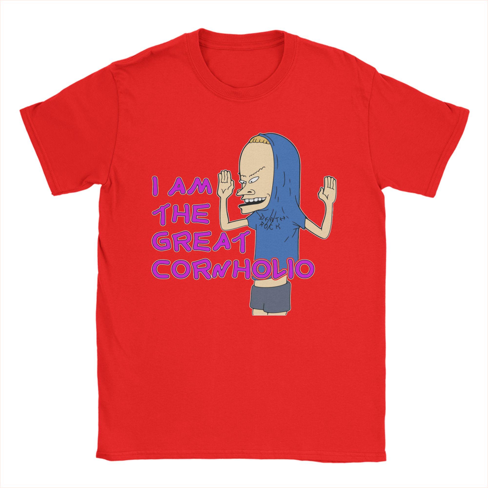 Print Beavis And Butthead Great Cornholio T Shirt Men Round Neck Short Sleeve Tops Shirts 90s Cartoon BB Cotton Summer Top Tee S