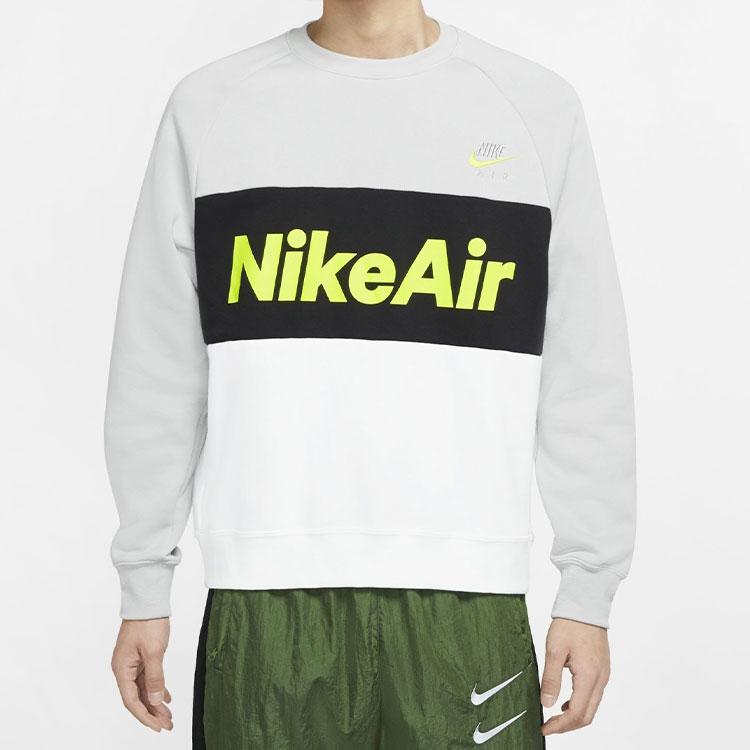 Nike Mikina s kulatým výstřihem z fleecu s velkým logem Air Colorblock Pánské topy Světle kouřově šedá CJ4828-077