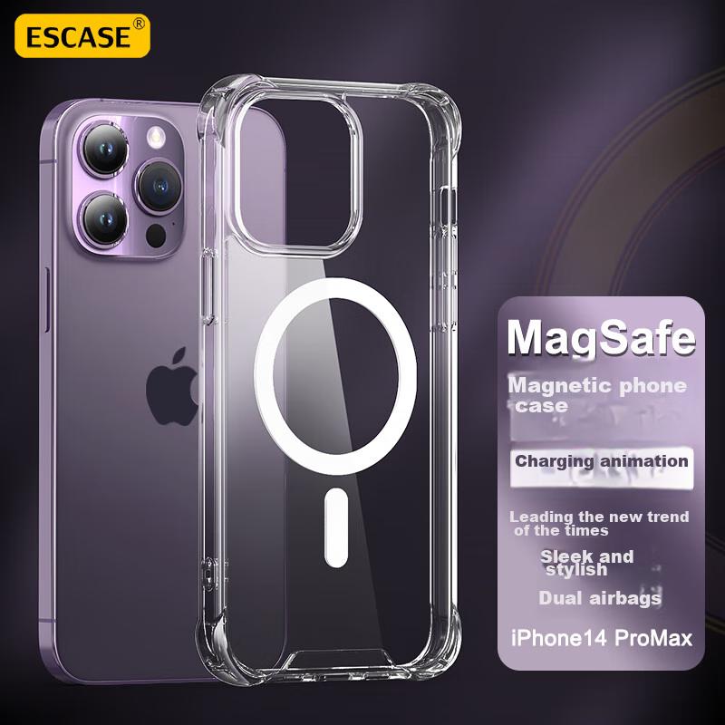ESCASE IPhone 14 Pro Max Case with MagSafe Magnetic Charging, Ultra-Thin Airbag Shockproof Clear Protective Cover for Men And Wome