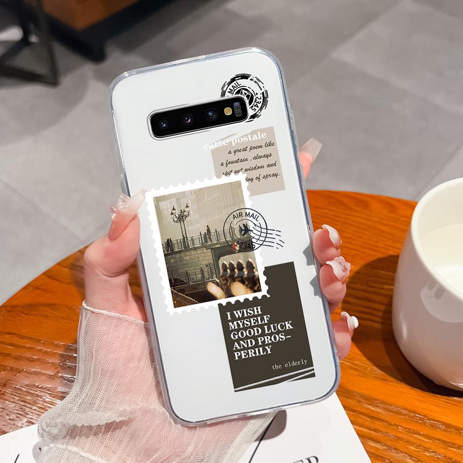 For Samsung S10 Lite Plus S10E Phone Case Creative Stamp Soft Clear Silicone Anti Drop Back Cover For Samsung Galaxy S 10 E Mask