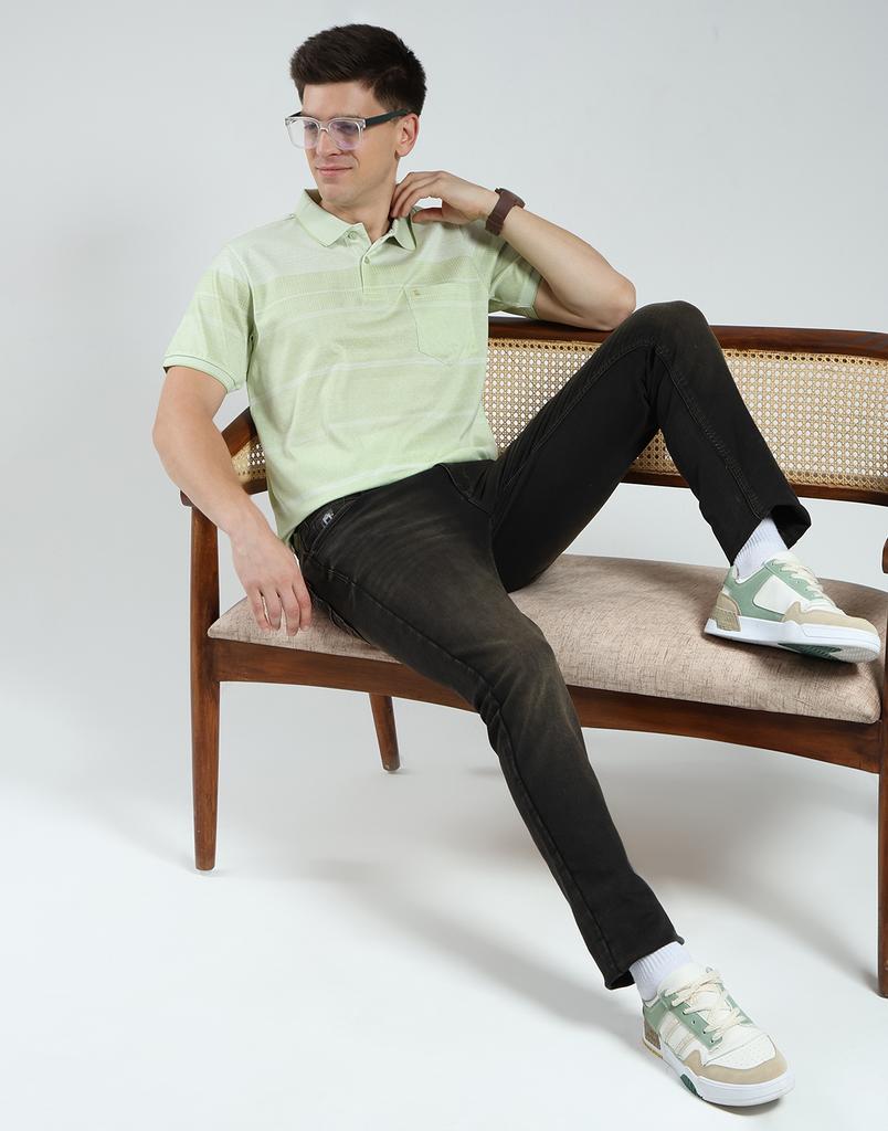 Luxuria Men's Striped Collar Neck T-Shirt