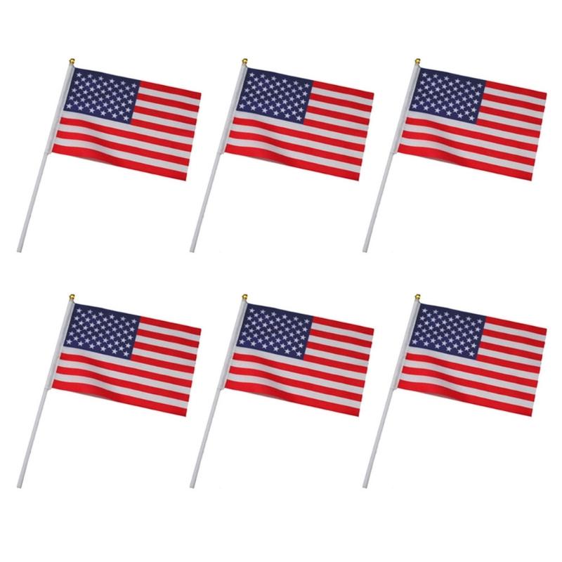 Stands Out Handheld Flag Small American Flags for Show Your Enthusiasm 6pcs 1