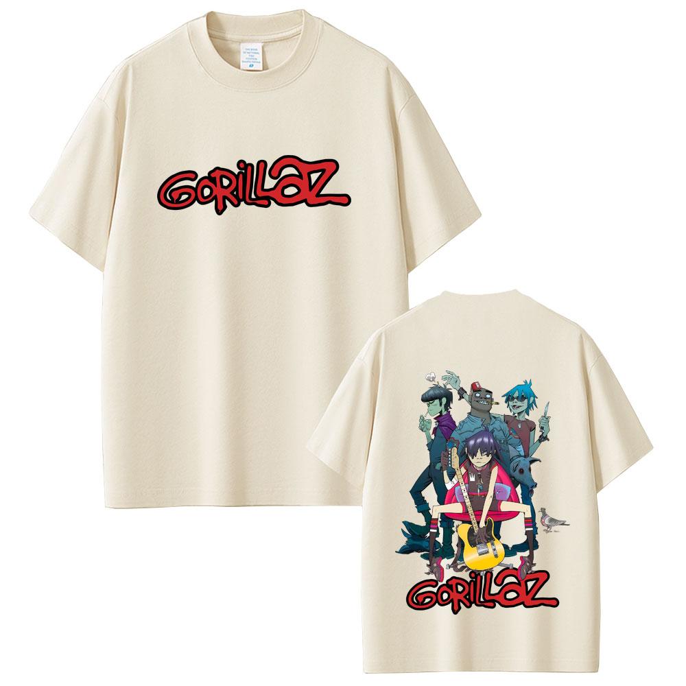 2025 Summer Rock Band Gorillaz Graphic Men Women Hip Hop Gothic Pop Music 100 Pure Cotton Printed High Quality Tshirt Tops
