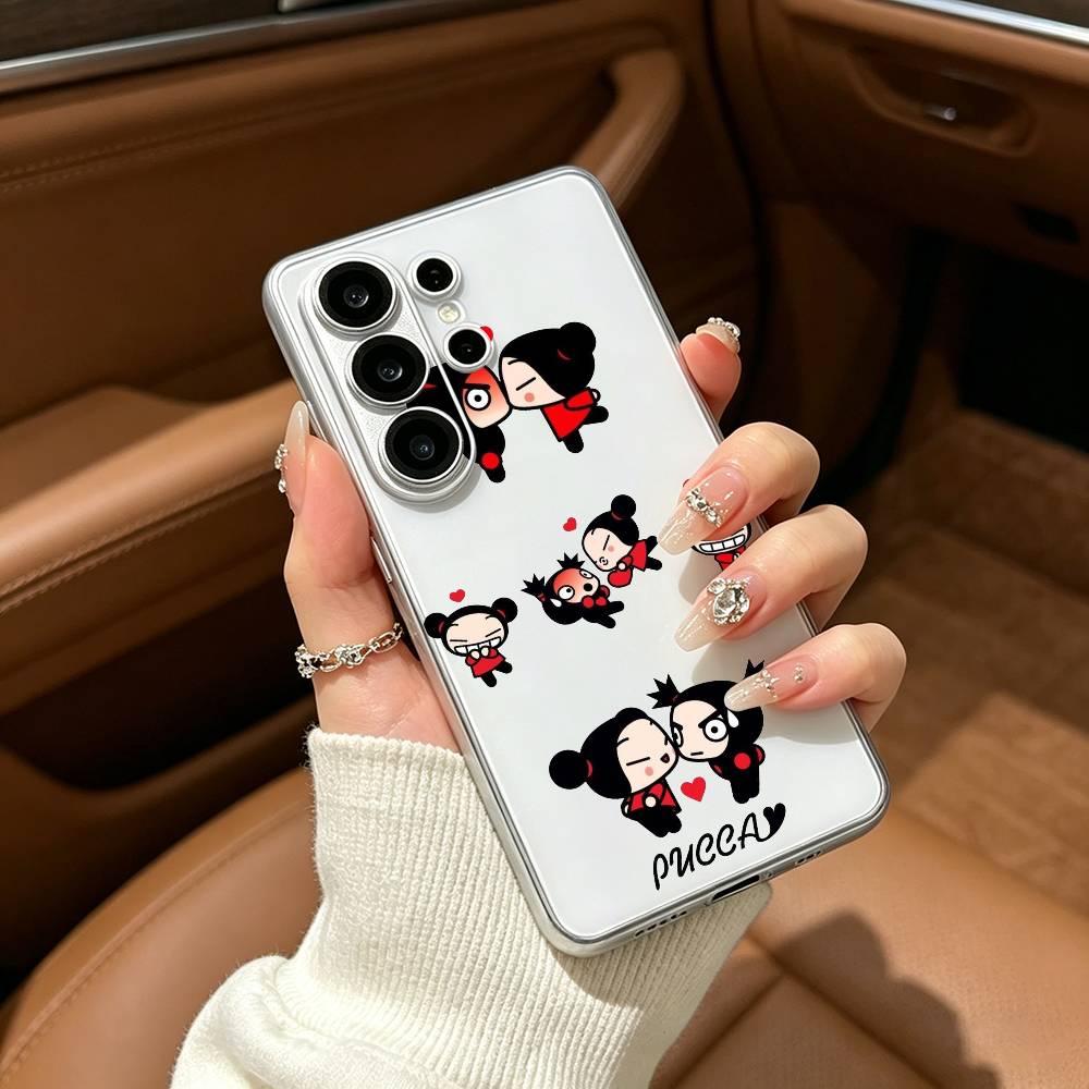 Cute cartoon P-Pucca And G-Garu-PG Clear Soft Silicone Phone Case forSamsung S25, S24, S21, S22, S23, S30, Ultra, S20, Plus