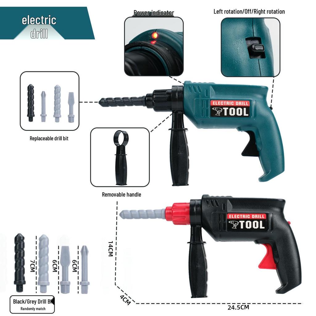 Children's Pretend Play Tool Set with Electric Drill & Screwdriver