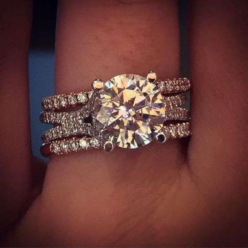 

New Popular Round Zircon Flower Ring Simple Fashion Ring for Women No. 10