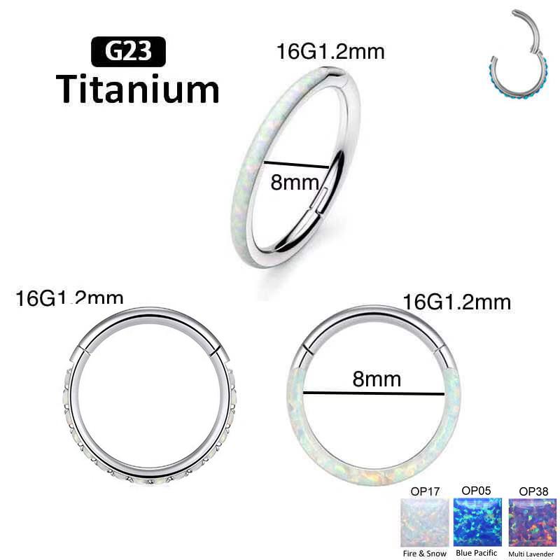 G23 Titan Opal Stein Hohe Segmentringe Offen Kleine Nasen Septum Clicker Ohrringe Tragus Helix Piercing Körperschmuck Ring Stecker