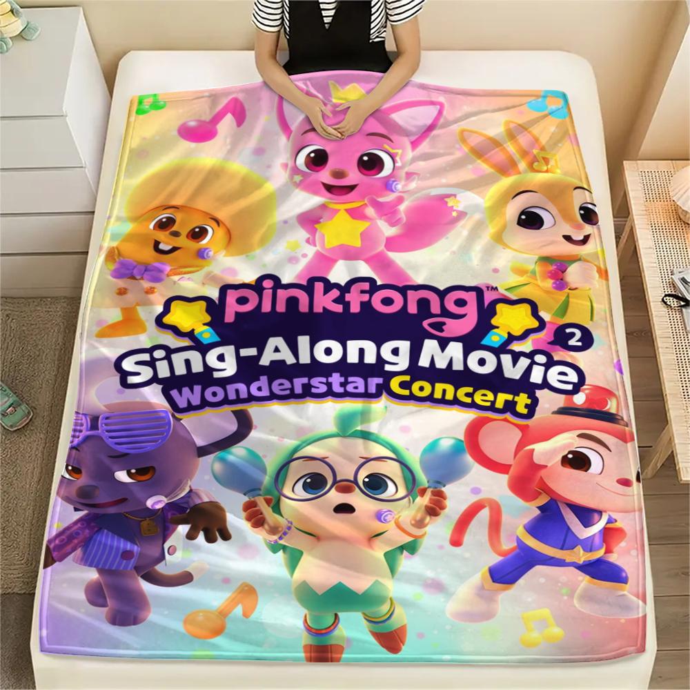 1 ks Flísová deka s potiskem Pinkfong, Vysoká kvalita, Pohodlná pro všechna roční období, Domácí dekorace, Teplo a pohodlí, Perfektní jako vánoční dárky110