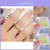 Minimalist Stylish And Open Design Square Sugar Yellow Crystal Ring For Women Gold Jewelry