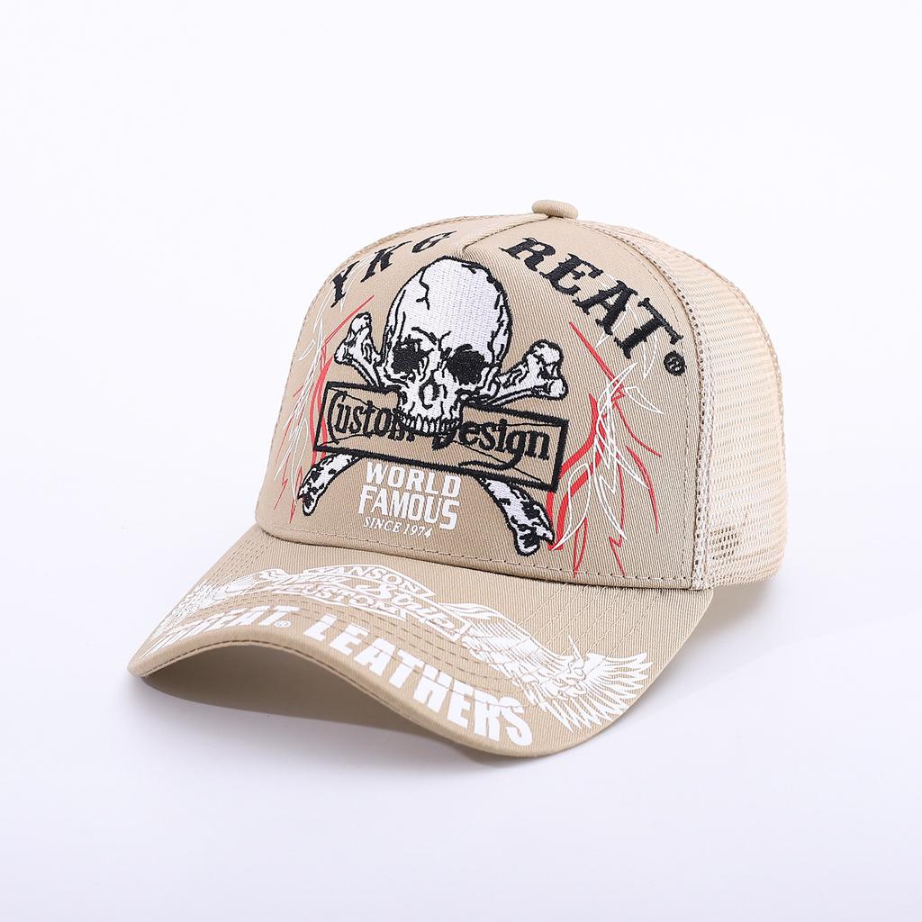 Pentagram Skull Mesh American Locomotive Cap Truck Driver Hat Breathable Baseball Cap