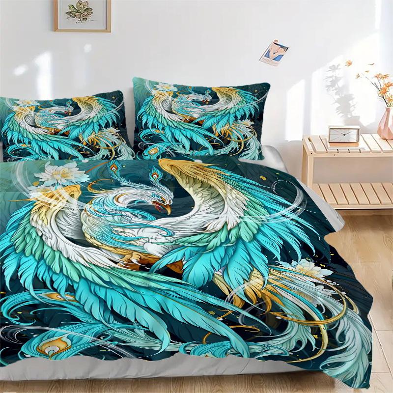3pcs Fantasy Phoenix Duvet Cover Set - Includes 1 Duvet Cover and 2 Pillowcases, No Quilt Core, All-Season Home Decor yy251111017