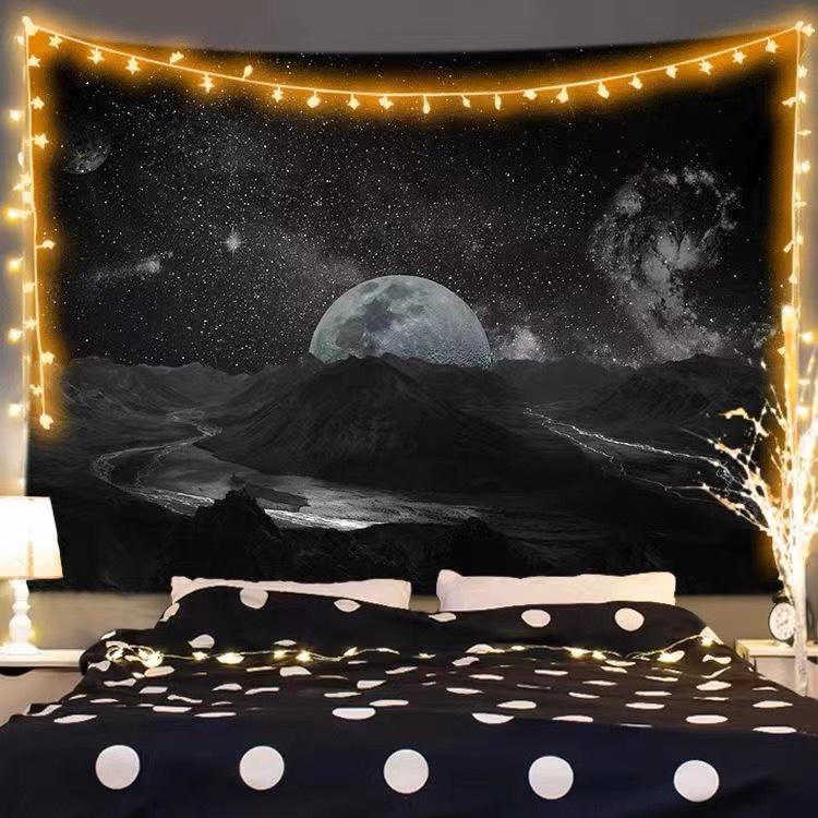 Moon Starry Sky Backdrop Hanging Cloth Rental House Renovation Cloth Ugly Wall Covering Living Room Decoration Painting Hanging Blanket