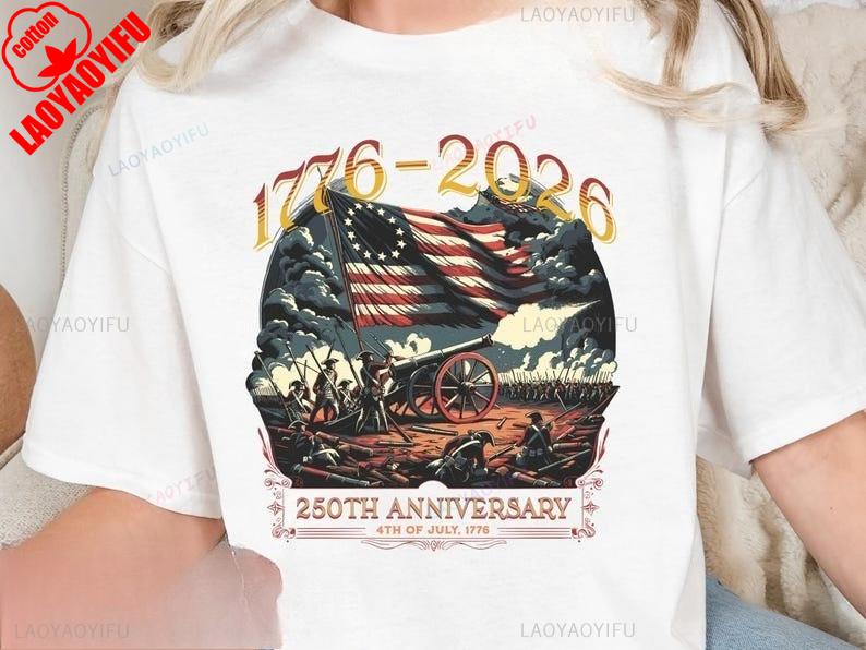 Anniversary Independence Day Tshirt Patriotic 4th of July Tee High Quality Cotton Regular Short Sleeve Graphic Top Unisex Adult