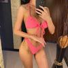 Sexy bikiny s ramínky na krk, brazilské, s pasem a pasem, dámské plavky, dvoudílná sada bikin, plavky