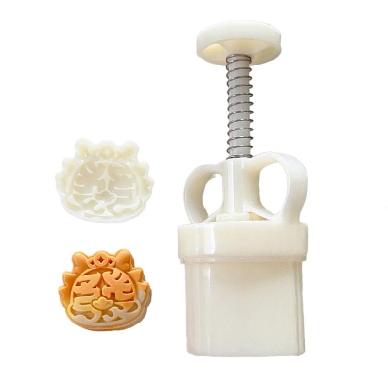 Cartoon Dragon Head Chinese Cake Stamp Traditional Chinese Cake Mold with Cute Cartoon Pattern for Festive Celebraation 1