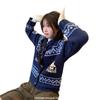 New Fair Island women's autumn clothes retro sweater horn buckle jacket autumn top women's design knitted cardigan