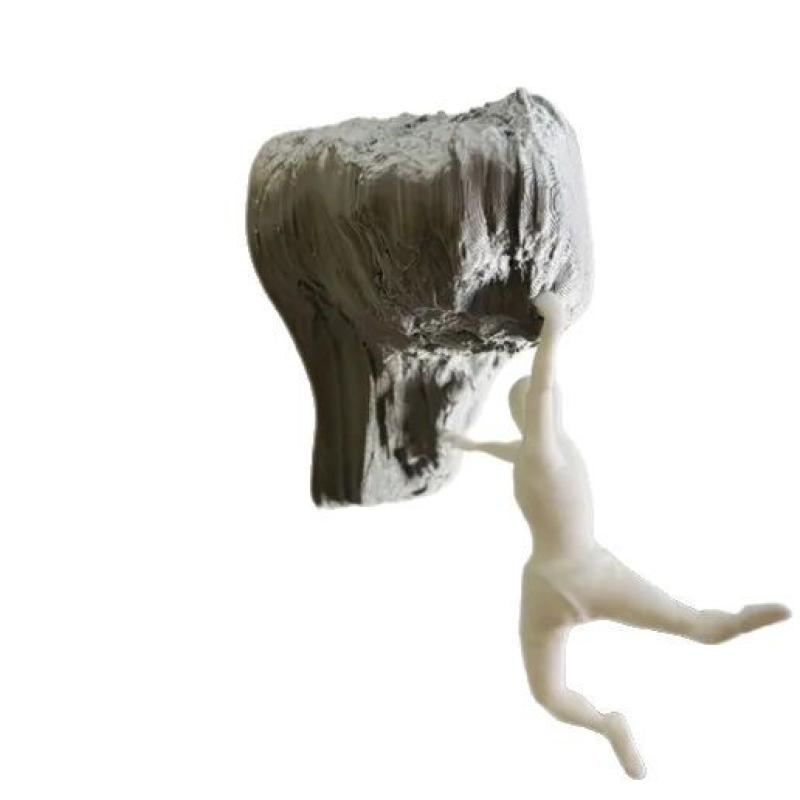 Mountain Man Wall Figure Climbing Sculpture Modern Rock Climber Figurine 3D-Printed Hook For Towel Keys Coat Bedroom Workplace