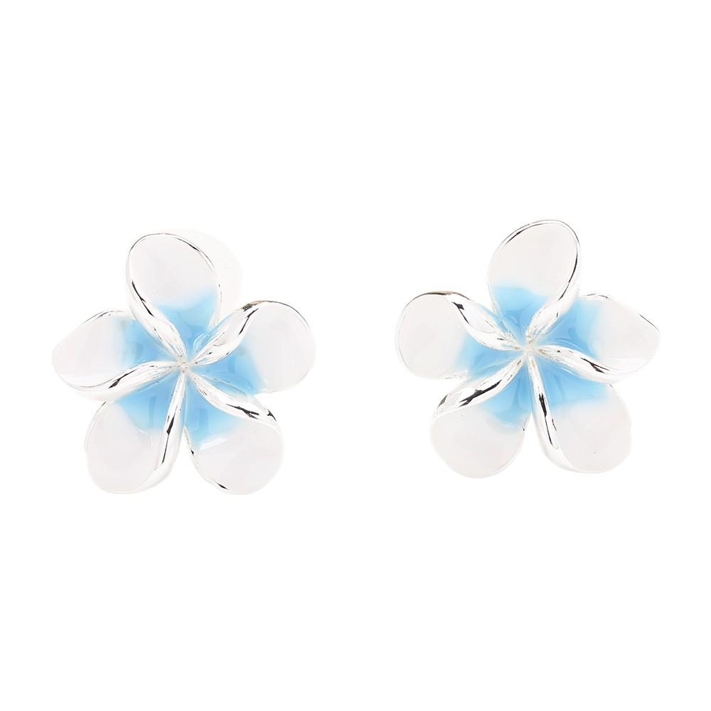 Japan and South Korea Sweet Temperament Dripping Oil Yellow and Blue Egg Flower Earrings Simple and Versatile No Ear Piercings Earrings Women's Gifts