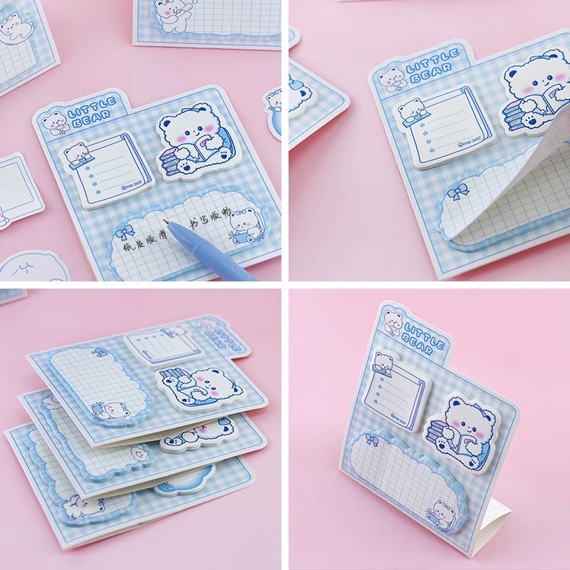 60 Sheets Bear Treasure Post Note Become Sweet Soft Cute Bear Face Super Healing Notes Marking Learning Gift Sticky Note Pad