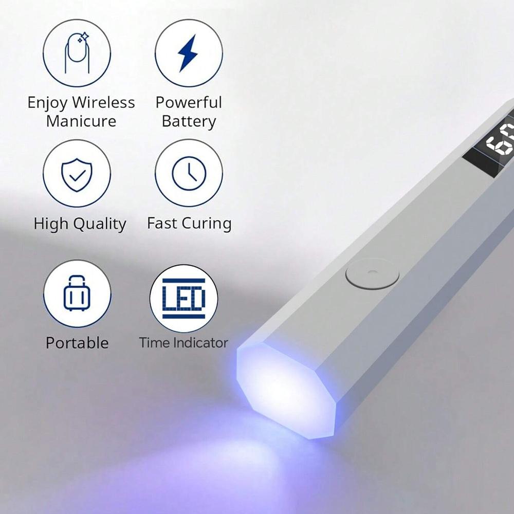 1set Handheld UV Light for Gel Nails Portable UV Nail Lamp Rechargeable LED Nail Lamp for Nails Art Desk Stand