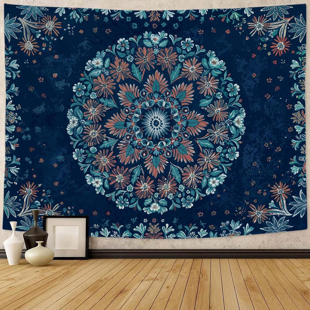 Orange Butterfly Moon Flower Tapestry Boho Floral Plant Tapestries For Bedroom Aesthetic Tapastry'S Wall Hanging Mandala