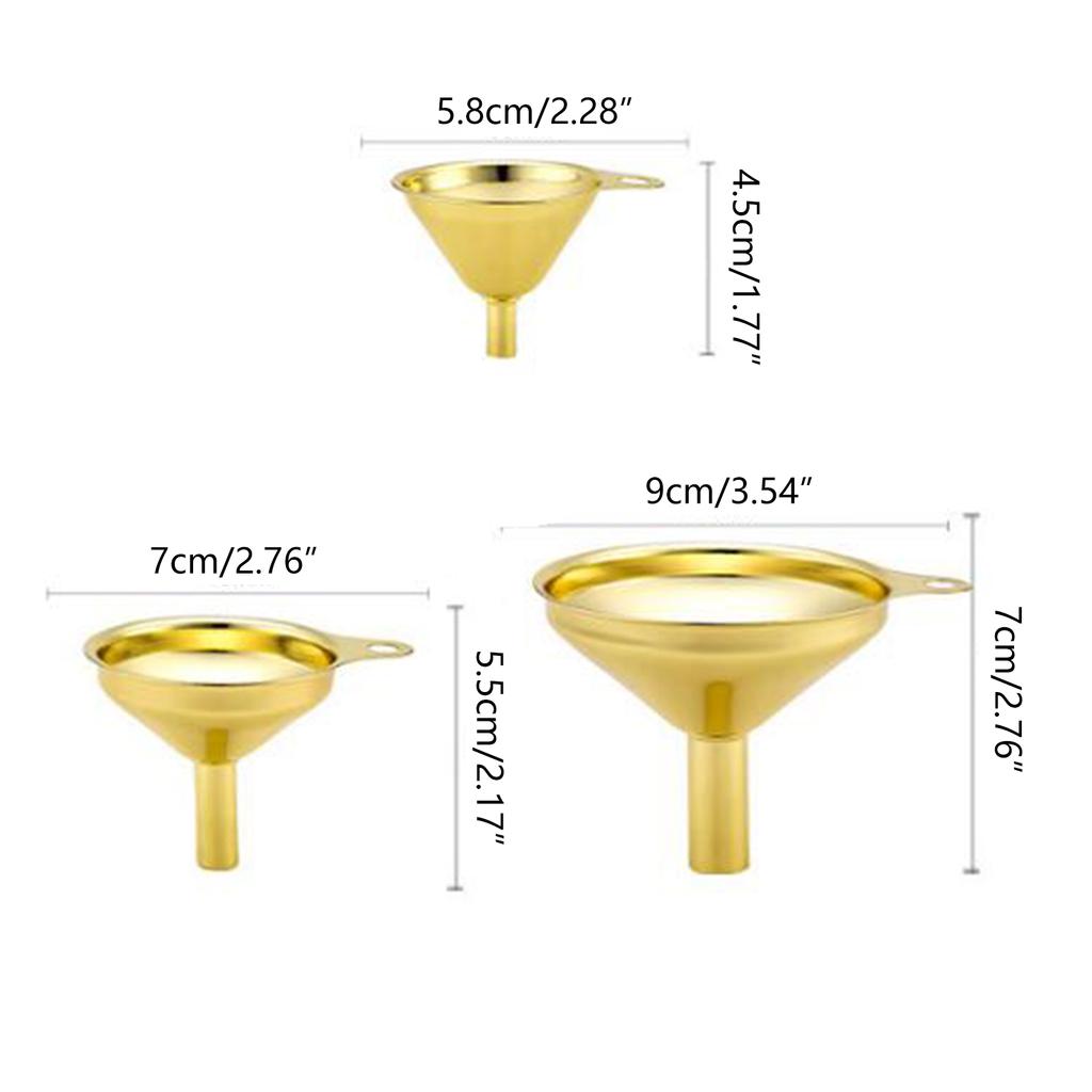 3Pieces Small Mouth Funnels Bar Wine Funnels Stainless Steel Material for Filling Hip Narrow-Mouth Bottles