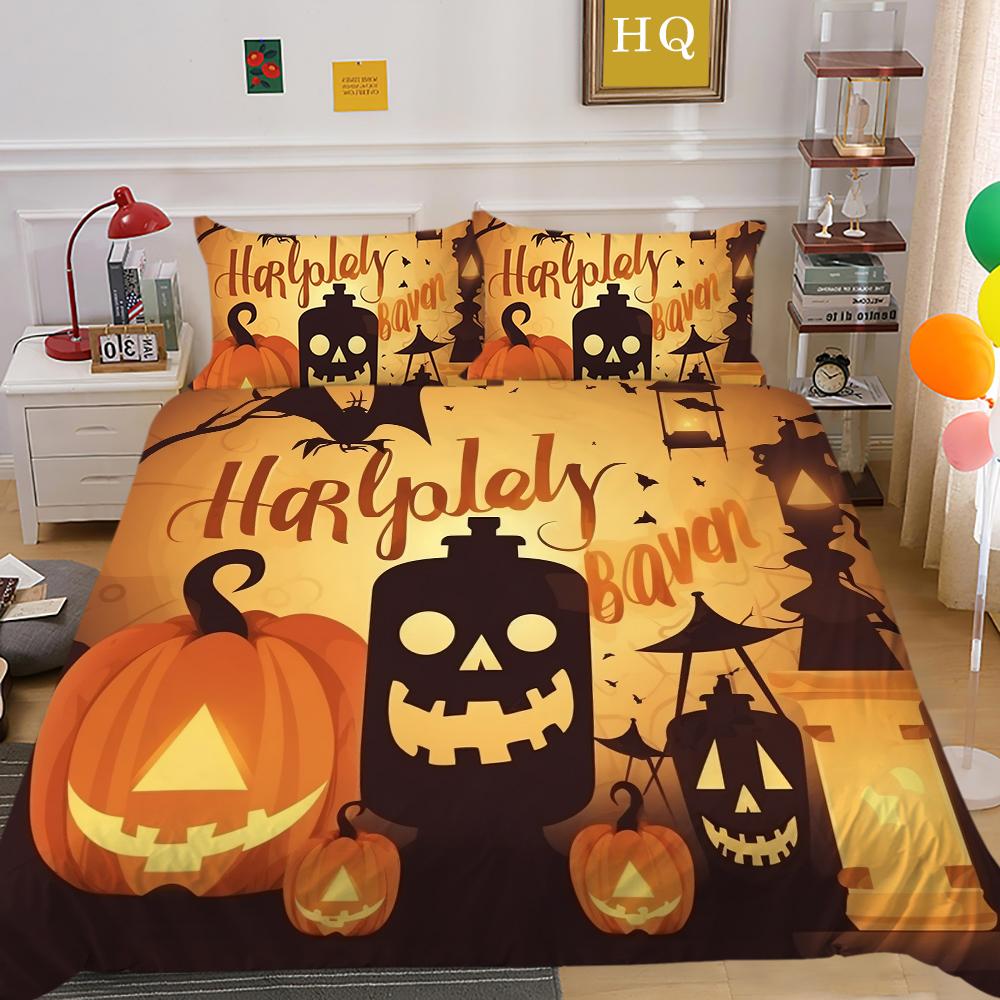

3D Хэллоуин Домашний комплект постельного белья Тыква Призрак Пододеяльник Наволочка 2/3 шт. AU220 * 240 Полный размер Мягкие и легко чистящиеся украшения для спальни DE 100x135cm