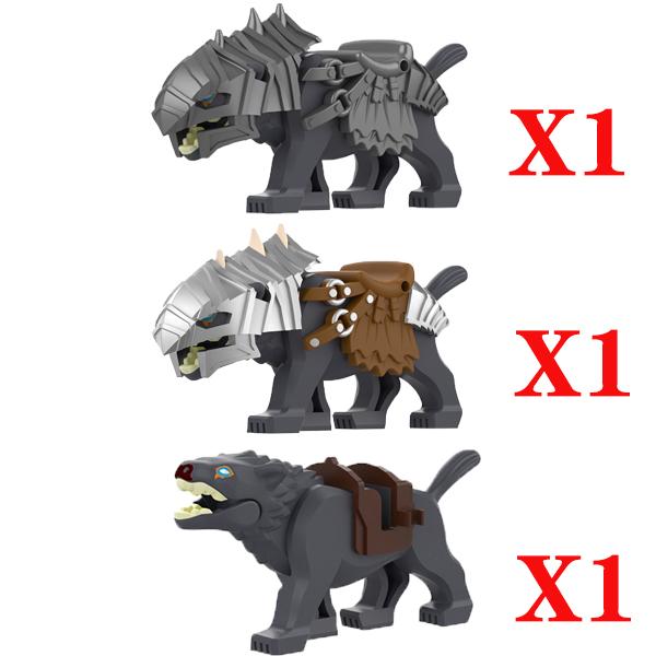 MOC Medieval Wolf Building Blocks Castle Army Knight Soldiers Figures Mount Animal Bricks Toys Gift DF004
