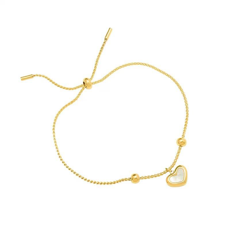 New Light Luxury Sweet Heart Pendant Stainless Steel Bracelet For Women Korean Fashion Sexy Female Wrist Chain Jewelry Wholesale