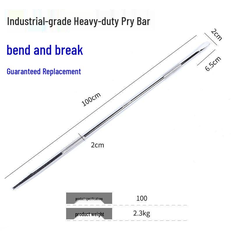Chrome-Plated Carbon Steel Pry Bar: 30cm to 1m, Round, Quenched, Durable for Tire Removal