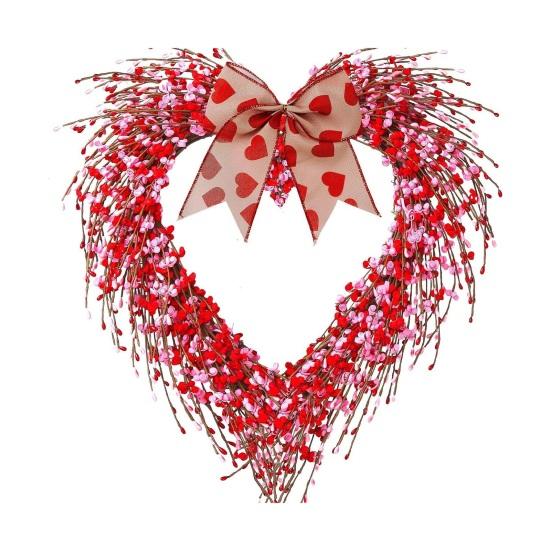 

Valentines Day Wreath Artificial Wreath with Red Pink Flowers for Front Door Wedding Anniversary Party A