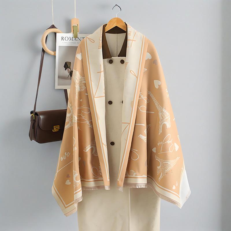 Luxury Double-Sided Women's Scarf: Thick Imitation Cashmere Shawl & Neck Warmer for Autumn/Winter