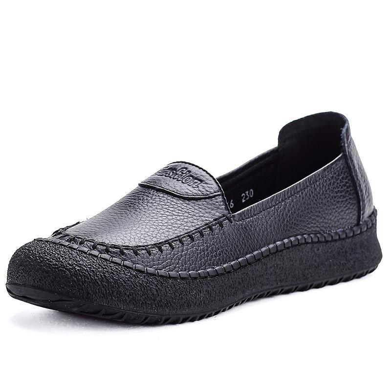 2026 Genuine Leather Loafers Women's Retro Round Toe Anti Skid Flats Woman Soft Daily Work Casual Walk Shoes Lady Zapatos Mujer