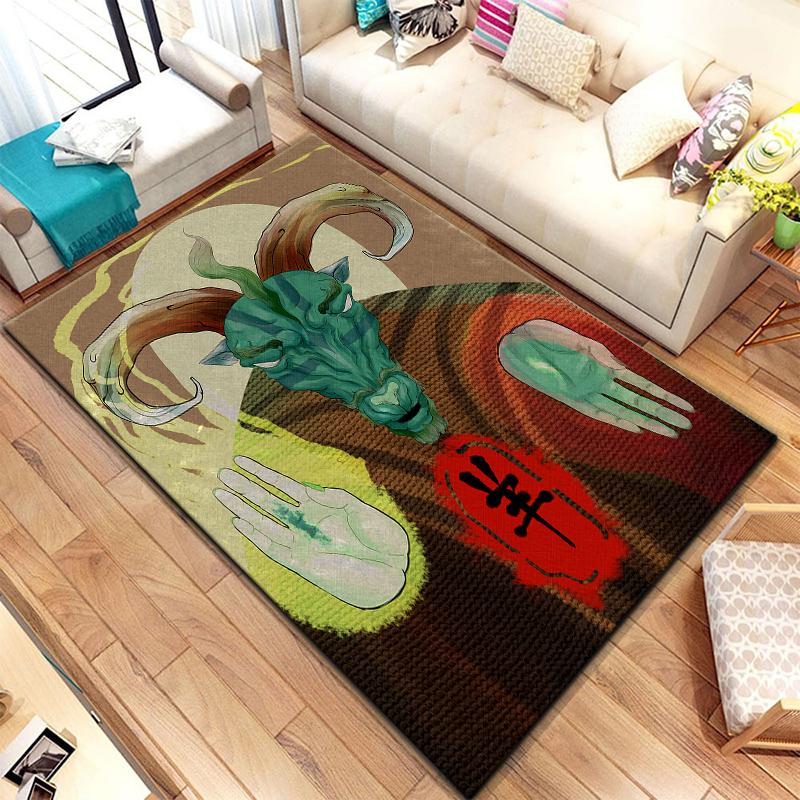 Twelve Chinese Zodiac Animals Painting Carpet for Living Room Large Area Rug Black Soft Carpet Home Decoration Mats Boho Rugs
