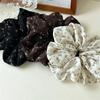 Francouzské módní kostkované květinové scrunchies do vlasů stuhou francouzský dívčí gumičky do culíku vlasový doplněk všestranné černé gumičky do vlasů