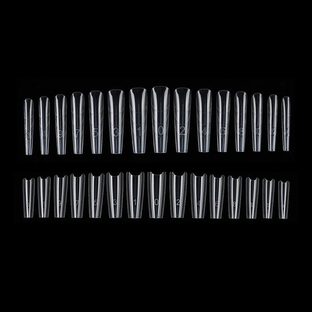 240pcs Coffin Shape Sandwich Nail Forms Ultra-Thin No-Trace Double-Sided Fake Nails with Auxiliary Line Almond Shape Nail Tips