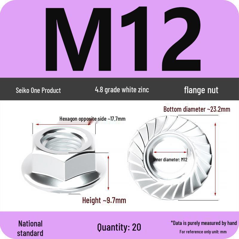 Electroplated Galvanized Anti-Slip Hex Flange Nut with Tooth Washer, M3-M16