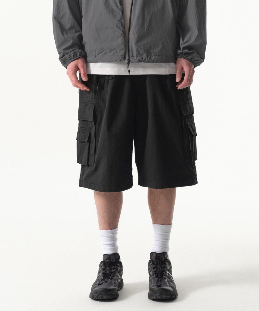 MUSINSA STANDARD [City Leisure] Cn Belted Multi-Pocket Cargo Bermuda Pants [Black]