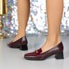 Women's Patent Leather Square Toe Chunky Heels, Mid-Cut in Plus Size 43 - European & American Style High Heels.