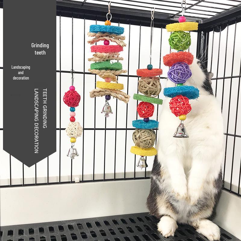 Straw Woven Chewing Toys & Decorative Hanging String for Bird Cages